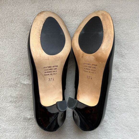 ANYI LU Emily Black Patent Leather Pump Heels EU 37.5 US 7.5 Classic Minimalist - Picture 15 of 16